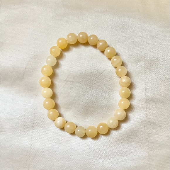 New: 8mm Handmade Honey Calcite Natural Crystal Bead Bracelet - Picture 2 of 2